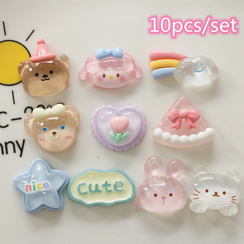 10 ชิ้นชุด Charms เค้กโปร่งใส Cube Rainbow Cloud แฟชั่นอุปกรณ์เสริมสําหรับรองเท้า