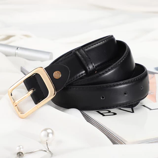 สตรีใหม่อินเทรนด์ Slim Gold Pin Buckle ทนทานเข็มขัด Chic อเนกประสงค์สําหรับกางเกงยีนส์สํานักงาน Casual