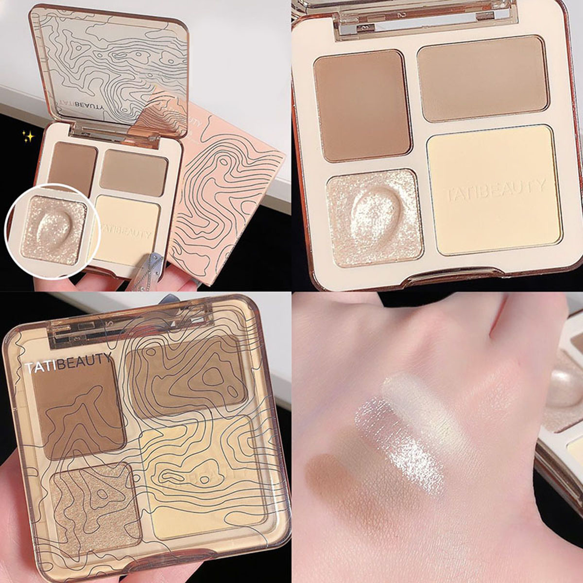 All-in-one ไฮไลท์คอนทัวร์ เนื้อแมตต์ กลิตเตอร์ 4 สี