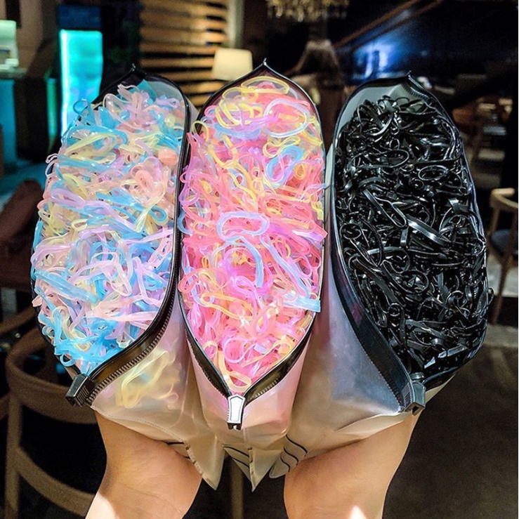 ยางรัดผม แบบใช้แล้วทิ้ง สีดํา ยืดหยุ่นสูง เครื่องประดับผม สําหรับผู้หญิง