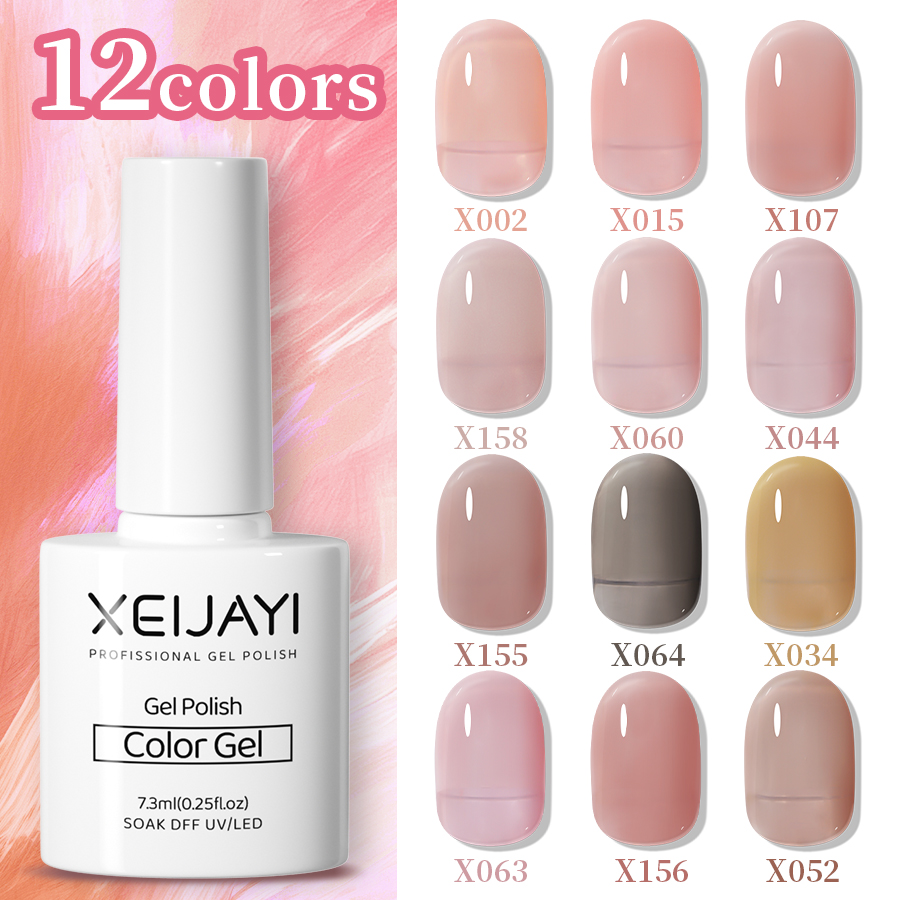 Xeijayi ยาทาเล็บเจล แบบใส แอปริคอท 7.3 มล. เป็นที่นิยม ของขวัญคริสต์มาส ฤดูหนาว สําหรับผู้หญิง 1 ชิ้น
