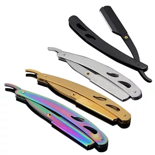 สีสัน Professional Manual Shaver Straight Edge Stainless Steel Sharp Barber Razor พับโกน Beard Cutter