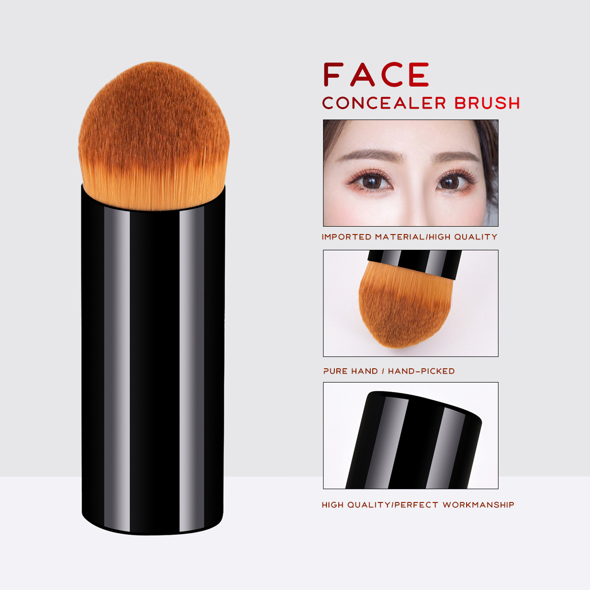 Findcolor แปรงแต่งหน้า แปรงรองพื้น แปรงปัดแก้ม แปรงทําความสะอาด อเนกประสงค์ สีดํา 1 ชิ้น