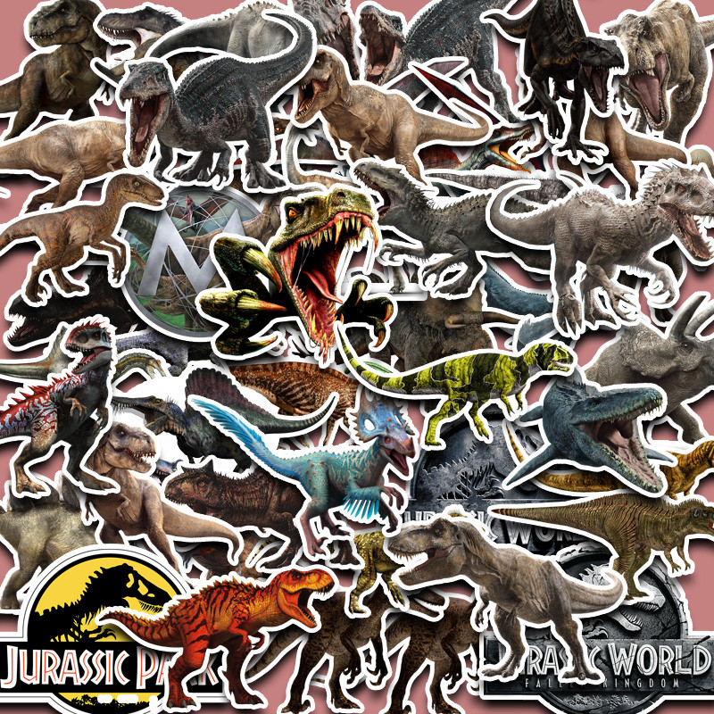 สติกเกอร์ ลายไดโนเสาร์ Jurassic Park Diy สําหรับตกแต่งสมุด คอมพิวเตอร์ แล็ปท็อป เครื่องเขียน จํานวน 50 ชิ้น