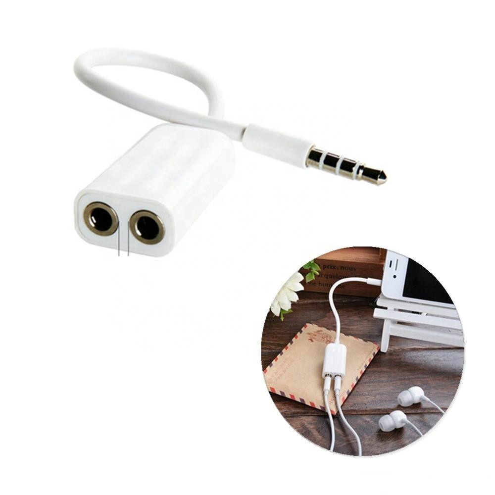 D71 อะแดปเตอร์แยกสายหูฟังสเตอริโอ AUX 3.5 มม. สองทาง สําหรับ iPhone Samsung โทรศัพท์ และแท็บเล็ต