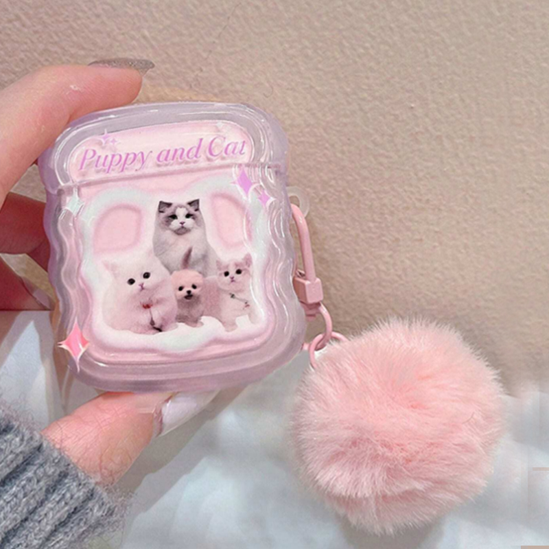 แมวน่ารักสีชมพูใส เหมาะสำหรับฝาครอบป้องกัน เคสหูฟังบลูทูธไร้สายของ Apple รุ่นที่ 2 เคสซิลิโคน Pro ที่ครอบหูฟัง