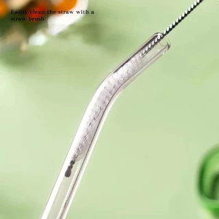 ชุดหลอดแก้วนํากลับมาใช้ใหม่ได้ 3 ชิ้นพร้อมแปรงทําความสะอาด – หลอดกว้างทนความร้อนสําหรับสมูทตี้และเครื่องดื่ม