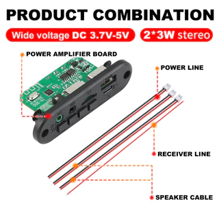 [Shopee Choice] 2*3W 6W เครื่องขยายเสียง 5V MP3 บอร์ดบลูทูธ 5.0 เสียงสเตอริโอ DIY รถ MP3 เครื่องเล่นวิทยุ FM TF USB 3.5 มม.แจ็คไมโครโฟนบันทึก Call