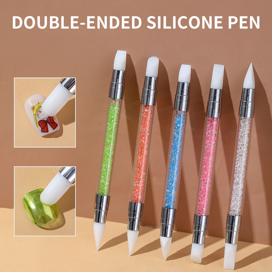 Xeijayi 1 PC Double-ended ซิลิโคนปากกา Hollowed Out แกะสลักปากกา Gradient Rendering ปากกา Spot เจาะแกะสลักปากกาคริสตัลเจาะ Super Soft เล ็ บเครื ่ องมืออุปกรณ ์ เสริม