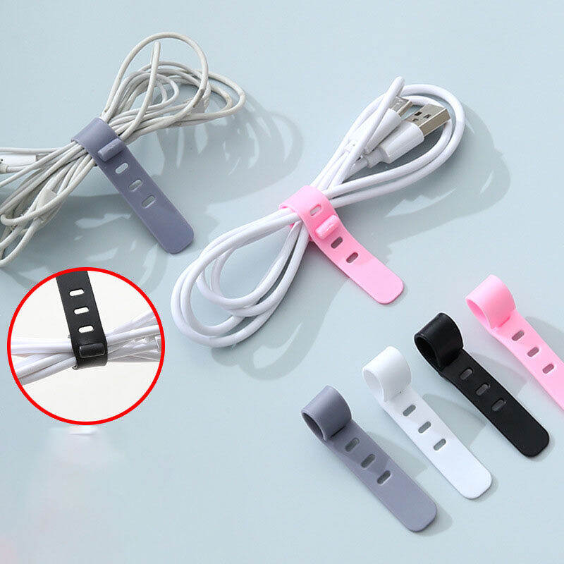สายรัดซิลิโคน นํากลับมาใช้ใหม่ได้ 5 ชิ้น สายเคเบิลข้อมูล เทปพันสายไฟ จัดระเบียบสายซิลิโคน สายรัดไขลาน จัดระเบียบ ของขวัญที่บ้าน สําหรับคริสต์มาส ทุกเพศ