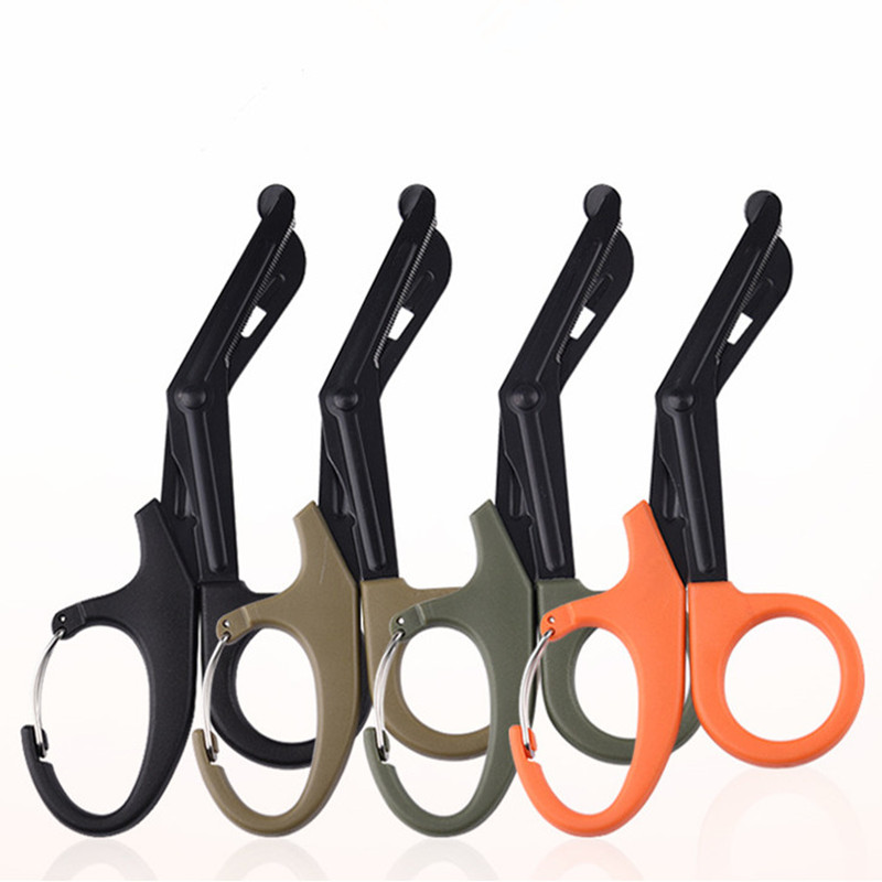 1 PC 19 ซม./7.5 นิ้วสแตนเลสพยาบาลกรรไกรทางการแพทย์พร้อม Carabiner EMT และ Trauma กรรไกรผ้าพันแผลกรรไกร
