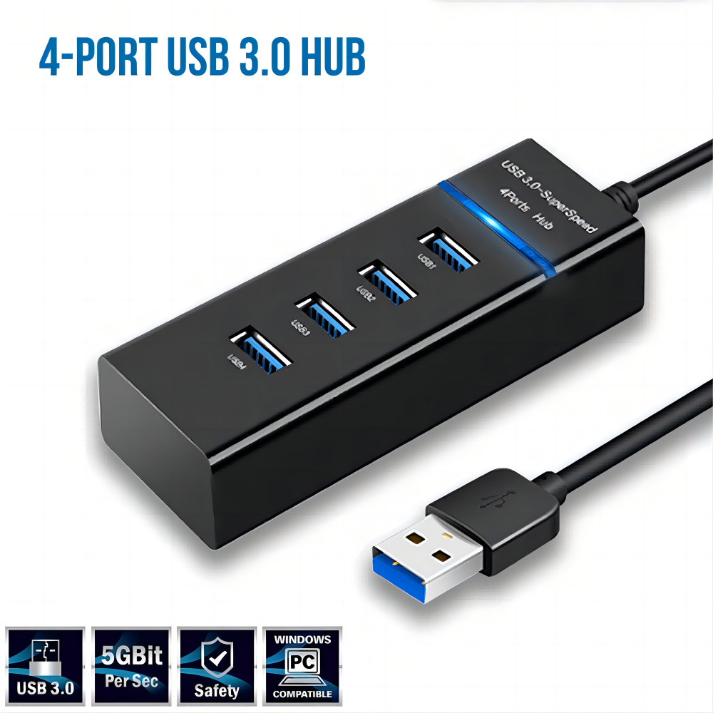 4 พอร์ต USB 3.0 2.0 ฮับแยก / อะแดปเตอร์ฮับ USB ความเร็วสูง แบบบาง / การถ่ายโอนข้อมูลอย่างรวดเร็ว ฮับ USB ขยาย เชื่อมต่อ