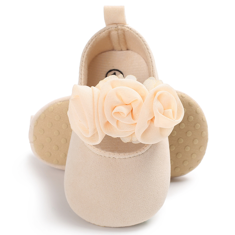 รองเท้าพื้นแบน กันลื่น ลายดอกไม้ สไตล์เจ้าหญิง สําหรับเด็กทารกแรกเกิด อายุ 0-18 เดือน