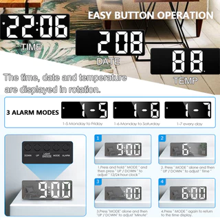 Holiday Season Sleep Helper: นาฬิกาปลุก LED ดิจิตอล – ปรับความสว่างได้