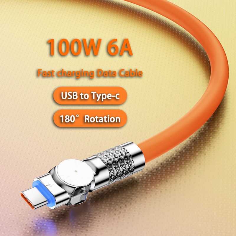 100w 180 ° สายชาร์จโทรศัพท์มือถือ USB type c หมุนได้ ชาร์จเร็วมาก สําหรับ Galaxy Note 20 10 9 8 Moto G7 G8