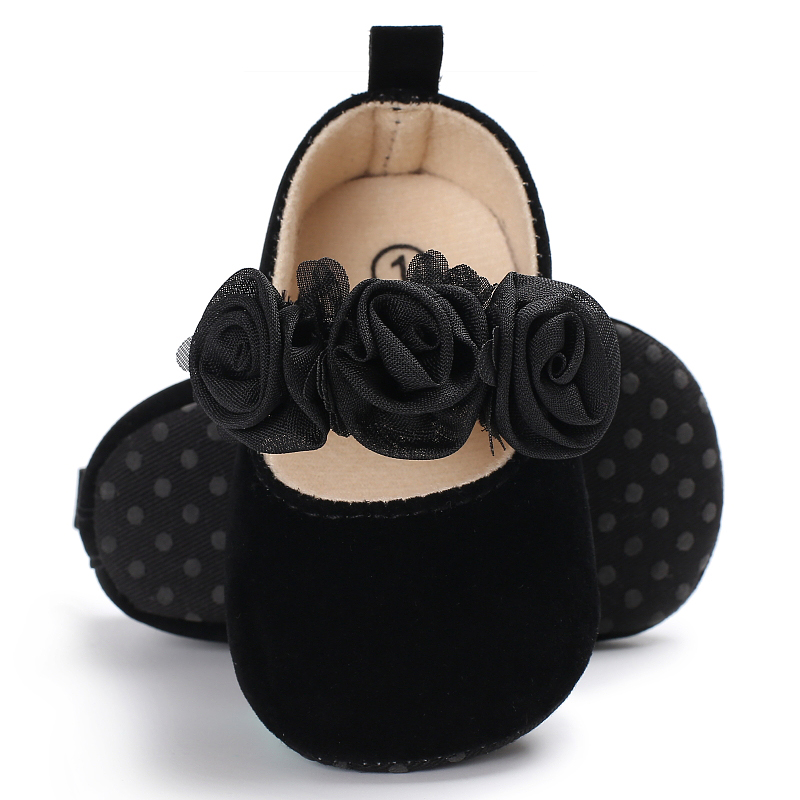รองเท้าพื้นแบน กันลื่น ลายดอกไม้ สไตล์เจ้าหญิง สําหรับเด็กทารกแรกเกิด อายุ 0-18 เดือน