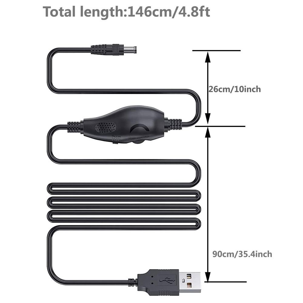 อะแดปเตอร์ควบคุมความเร็วพัดลม 12V USB 5V เป็น DC 12V ปรับได้ 5-12V