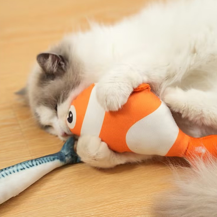 ของเล ่ นแมว Self-Happy บรรเทาความเบื ่ อ Catnip จําลองปลาลูกแมวแมว Teasing Cat Stick