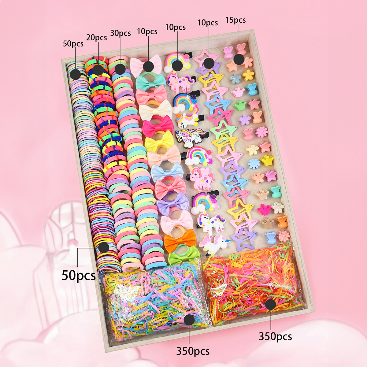 895ชุดผ้าผูกผมหลากสีสําหรับเด็กผู้หญิง | อุปกรณ์เสริม Unicorn & Star Bow เหมาะสําหรับของขวัญ (พร้อมกล่อง ราคา ถูกที่สุด ดีลบีเคเค แกลเลอรีภาพที่ 8