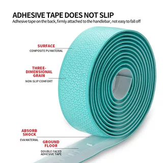 MOTSUV เทปแฮนด์จักรยานแบบถนน, 3D EVA PU Soft Damping, สายรัดกันลื่นพร้อมปลั๊กบาร์ 2 อัน