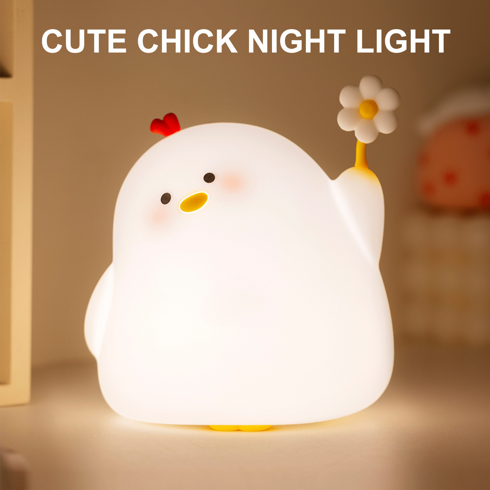 โคมไฟกลางคืน LED ซิลิโคน รูปไก่น่ารัก หรี่แสงได้ 30 นาที ความสว่าง 3 ระดับ ชาร์จซ้ําได้ สําหรับห้องนอน ของขวัญเด็กผู้ชาย และเด็กผู้หญิง