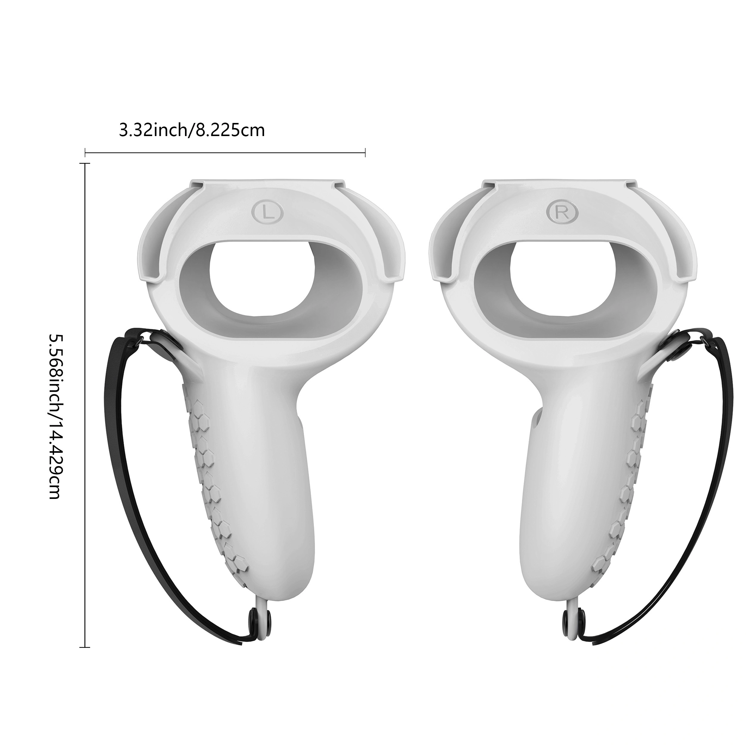 ที่จับควบคุมใหม่สำหรับอุปกรณ์เสริม Oculus Meta Quest 2 ปกที่จับสำหรับคอนโทรลเลอร์ VR พร้อมครอบจอยสติ๊กกันลื่น 1 คู่ สีเทา