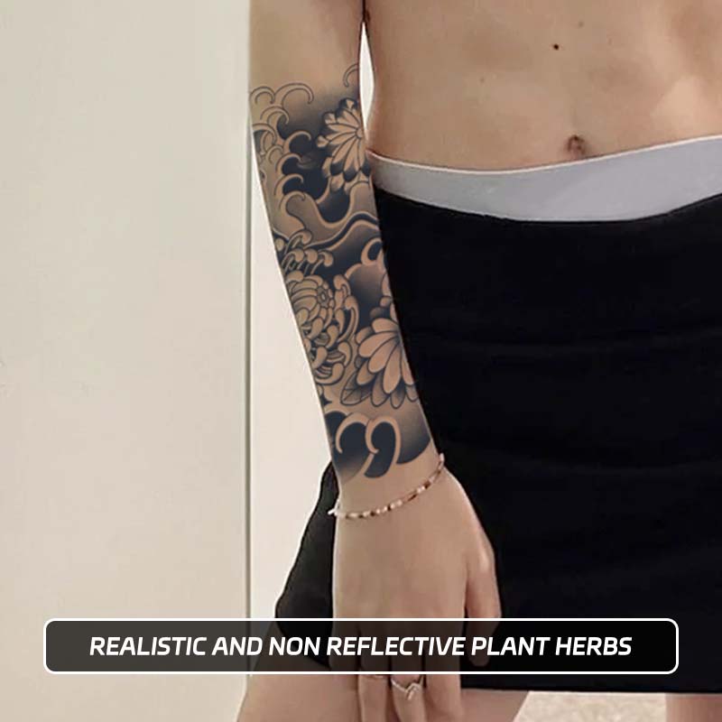 โอเชี่ยนคลื่นดอกไม้สติกเกอร์รอยสักชั่วคราวกันน้ําติดทนนานหนึ่งถึงสองสัปดาห์สําหรับผู้ชายและผู้หญิง - รูปที่ 2