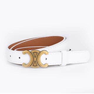 Simple Elegant Ladies เข็มขัดหนัง PU ตกแต่งหัวเข็มขัดโลหะผสม