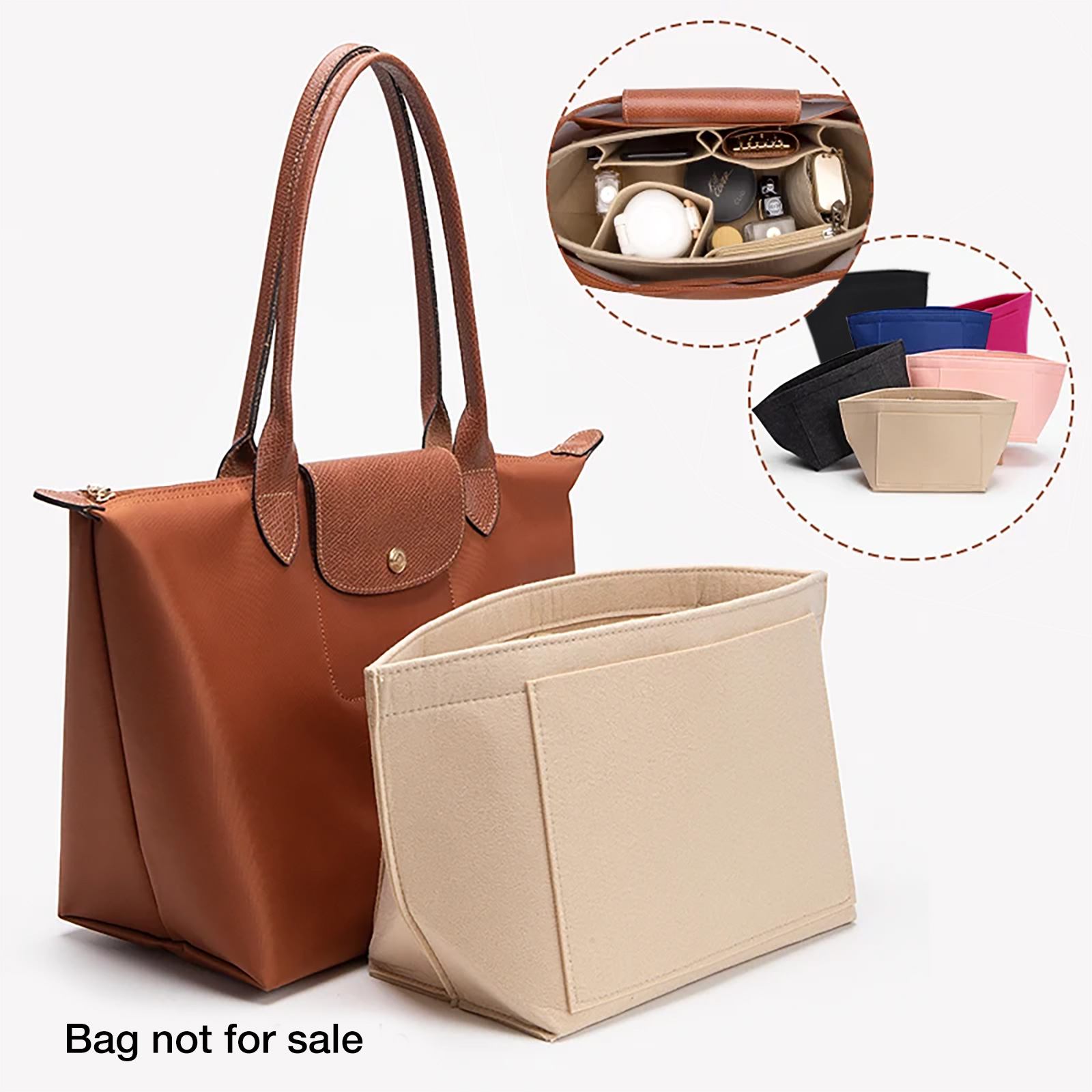 Make Up Organizer Felt Insert Bag เหมาะสําหรับ Longchamp Le Pliage กระเป๋าถือ Liner Bag Felt Cloth