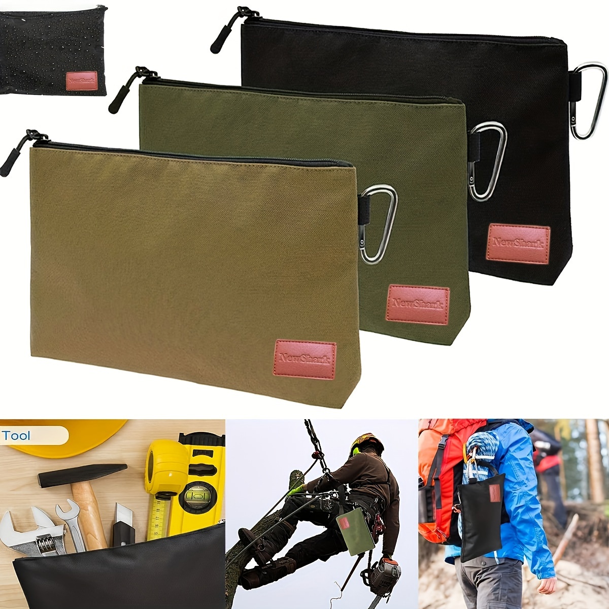 Newshark กระเป๋าเครื่องมือ ผ้าแคนวาส มีซิป อเนกประสงค์ ขนาดเล็ก 12x7x2 นิ้ว พร้อมซิปโลหะ เชื่อถือได้