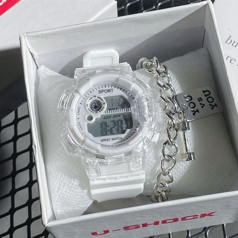 นาฬิกานักเรียน Glacier White Girl ins นาฬิกาอิเล ็ กทรอนิกส ์ กีฬามูลค ่ าสูง