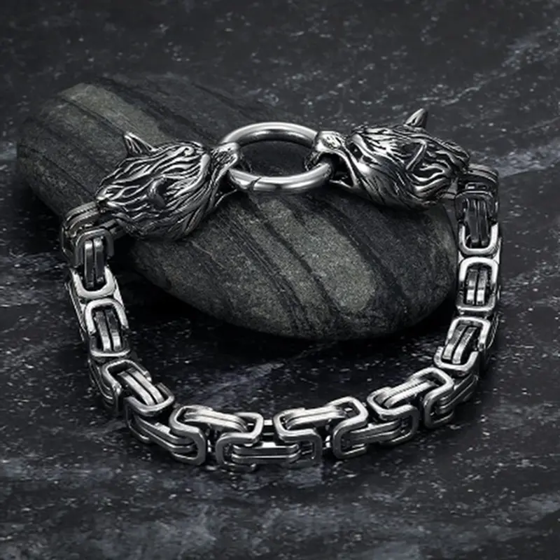 เครื่องประดับ สร้อยข้อมือสแตนเลส ทรงสี่เหลี่ยม คุณภาพสูง สไตล์นอร์ดิก สําหรับผู้ชาย