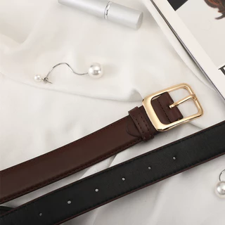 สตรีใหม่อินเทรนด์ Slim Gold Pin Buckle ทนทานเข็มขัด Chic อเนกประสงค์สําหรับกางเกงยีนส์สํานักงาน Casual