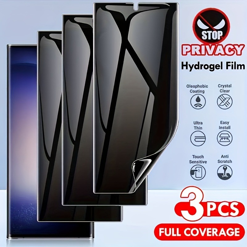 3 ชิ้นความเป็นส่วนตัว Soft Hydrogel ป้องกันหน้าจอสําหรับ Samsung Galaxy S24 S23 S22 S21 S20 หมายเหตุ 10 Plus Ultra Full Cover Soft Hydrogel ฟิล์ม
