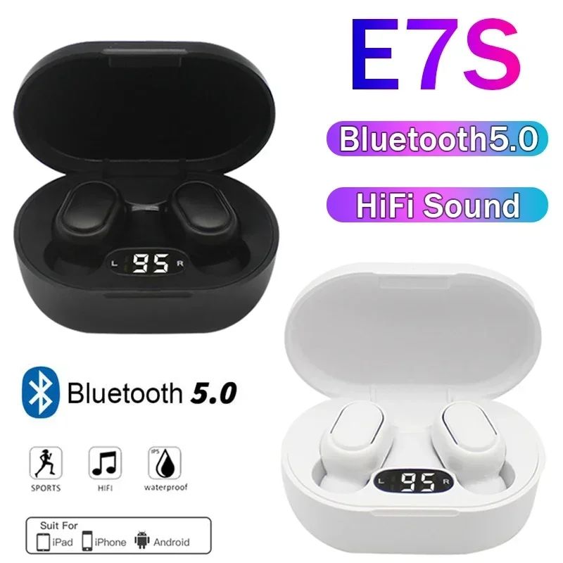 E7s TWS หูฟังไร้สาย บลูทูธ ควบคุมหูฟังกีฬา ไมโครโฟนกันน้ํา เพลง หูฟังทํางานบนสมาร์ทโฟนทุกรุ่น
