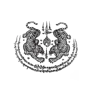 รอยสักชั่วคราวลายเสือไทยกันน้ําแบบสมจริงงานศิลปะบนร่างกายครึ่งถาวร