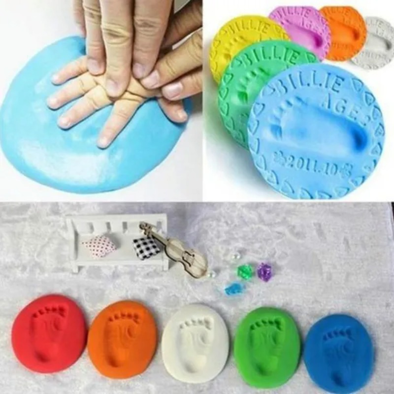 ดินน้ํามันปั้นมือ รอยเท้าเด็กทารก แบบนุ่ม แห้งเร็ว DIY สําหรับแม่ และลูก