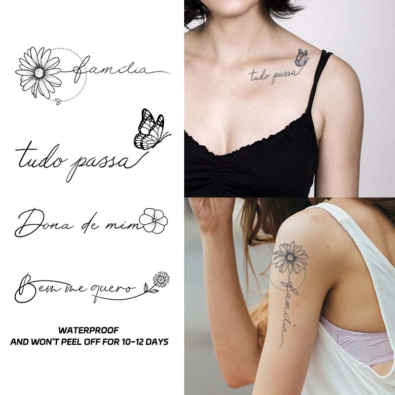 สติกเกอร์รอยสักชั่วคราว ลายผีเสื้อ ดอกไม้ ขนาดเล็ก กันน้ํา ติดทนนาน กึ่งถาวร สําหรับผู้ชาย และผู้หญิง