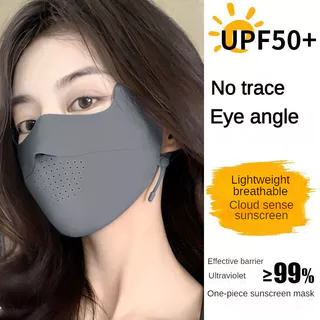 ขึ้น 50+ หน้ากากกันแดดป้องกันรังสียูวีสําหรับผู้หญิงผ้าไหมน้ําแข็งระบายอากาศเต็มใบหน้าปกล้างทําความสะอาดได้