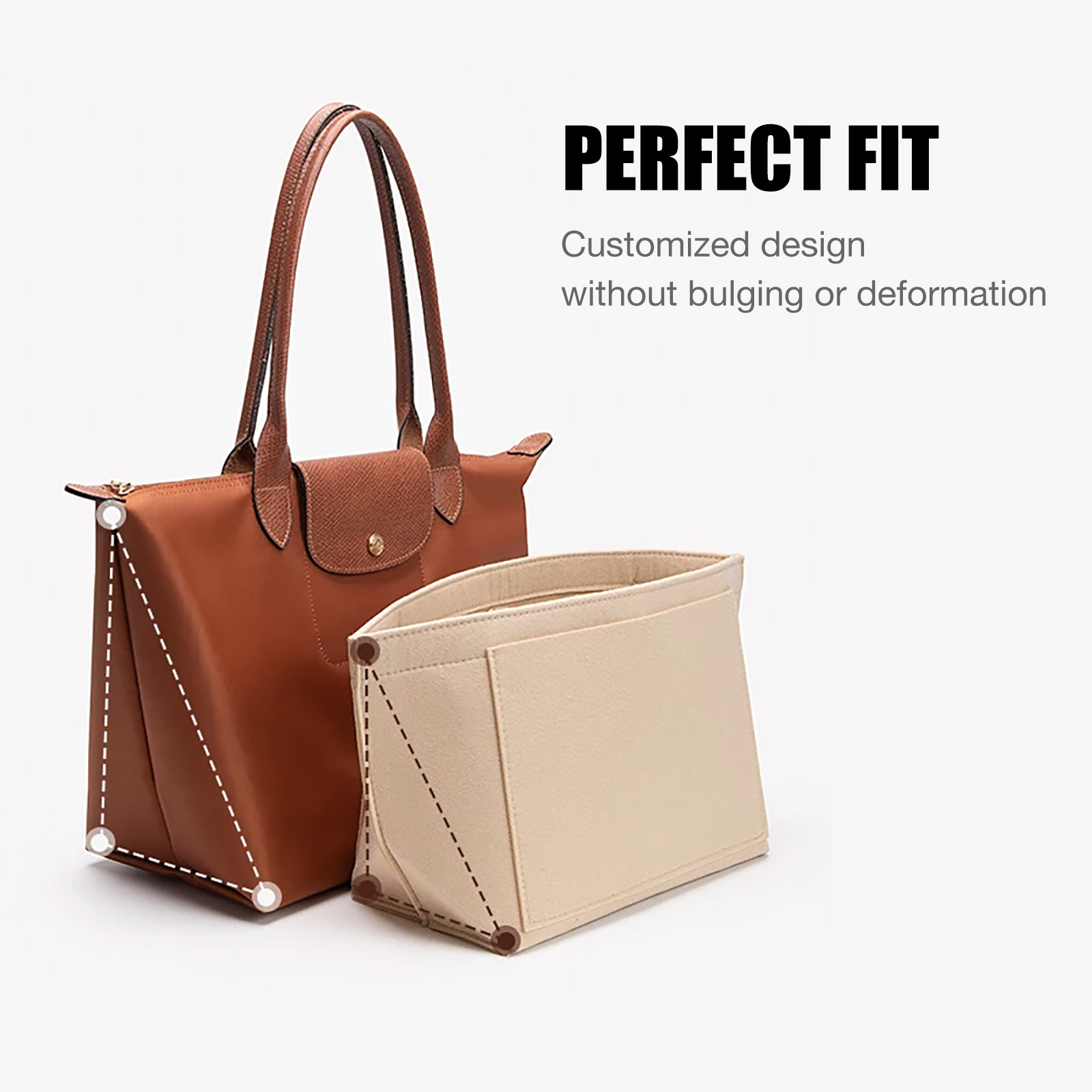 Make Up Organizer Felt Insert Bag เหมาะสําหรับ Longchamp Le Pliage กระเป๋าถือ Liner Bag Felt Cloth