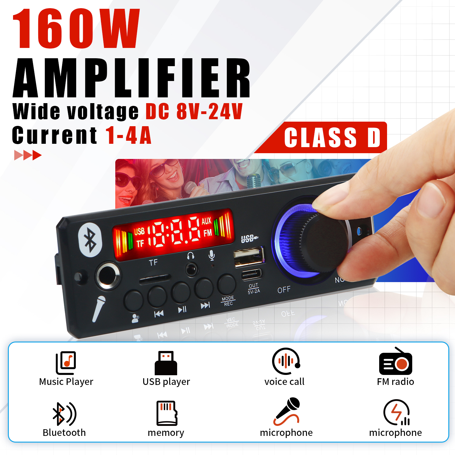บอร์ดถอดรหัส MP3 บลูทูธ 5.0 2* 80W เครื่องเล่นเสียง 12V DIY เครื่องเล่น MP3 โมดูลวิทยุ FM TF USB ไมโครโฟน บันทึกการโทร สําหรับรถยนต์