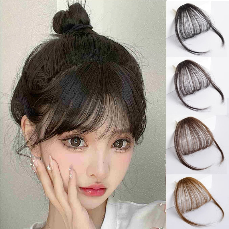 ไม ่ มีรอยต ่ อ Air Bangs คลิปผมหญิง Bangs กับจอนสาวธรรมชาติหน ้ าผาก Bangs วิกผมชิ ้ นสาว