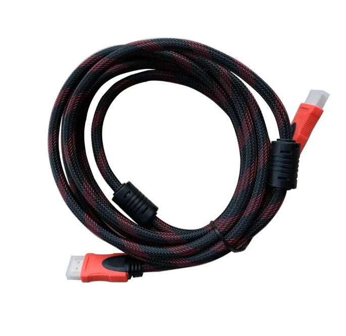 Mengqing สาย HDMI ความเร็วสูง 1.36 เมตร ทีวีความละเอียดสูง ถักสีดําและสีแดง ใช้ได้กับสาย HDMI 1.4V จอคอมพิวเตอร์ข้อมูลทีวีความเร็วสูง รองรับ LCD 3D 1080P