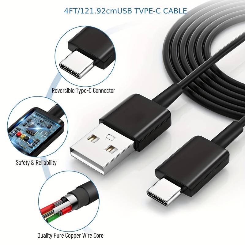สายชาร์จ USB C 2A Type C ชาร์จเร็ว 1.2 ม. สําหรับ Samsung Galaxy A20 A50 A51 A71 S20 S10 S9 S8 Plus Android