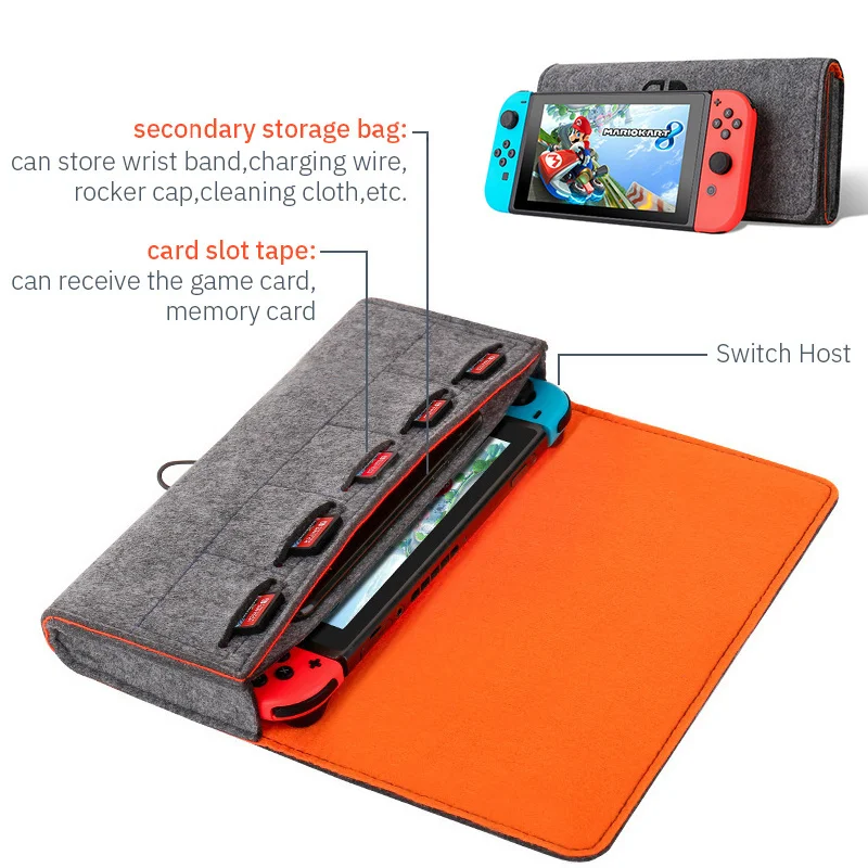 กระเป๋าเคส ผ้าสักหลาด อเนกประสงค์ สําหรับใส่จัดเก็บการ์ดเกมคอนโซล Nintendo Switch