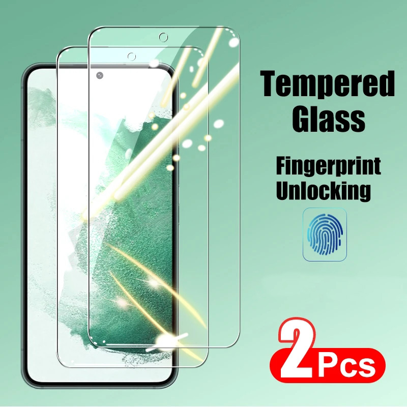ฟิล์มกระจกนิรภัยกันรอยนิ้วมือ แบบใส ปลดล็อกเต็มจอ สําหรับ Samsung Galaxy S24 Ultra S23 S22 S21 Plus 2 ชิ้น