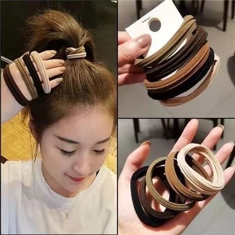 ยางรัดผม แบบยืดหยุ่น แบบนิ่ม ไร้รอยต่อ คละสี จํานวน 10 แพ็ค
