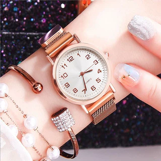 เคสโลหะผสมนาฬิกาควอตซ์อเนกประสงค์สําหรับผู้หญิงพร้อมสร้อยข้อมือสแตนเลสสําหรับสวมใส่ทุกวัน