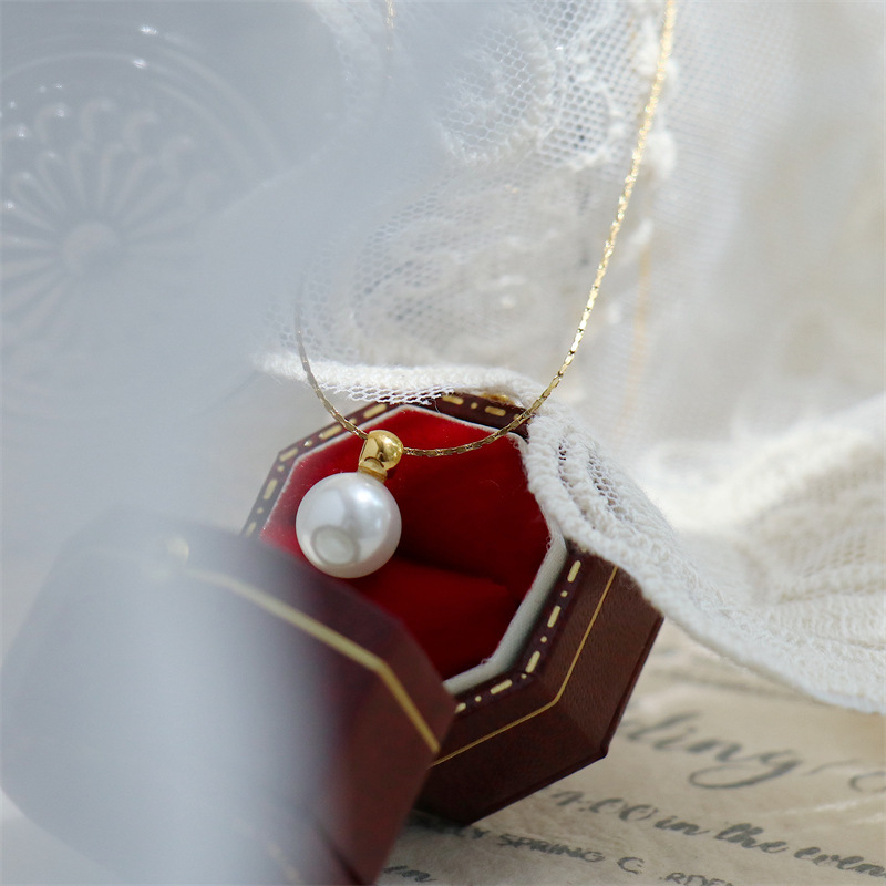 สร้อยคออินเทรนด์สําหรับผู้หญิงจี้มุกสแตนเลสชิ้นเครื่องประดับเก๋ - รูปที่ 3