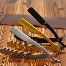 สีสัน Professional Manual Shaver Straight Edge Stainless Steel Sharp Barber Razor พับโกน Beard Cutter